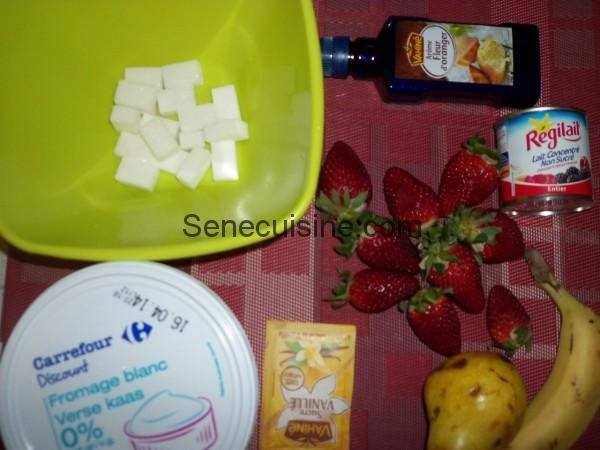 Ingrédients préparation salade de fruits